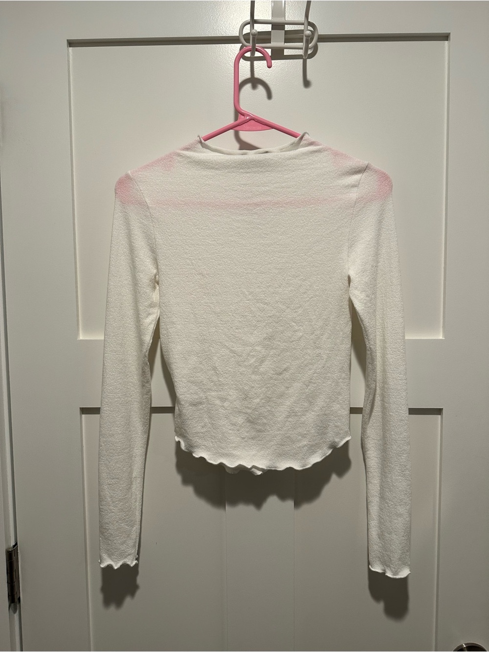 White Ruffle-Edge Long Sleeve Top - Picture 3 of 4
